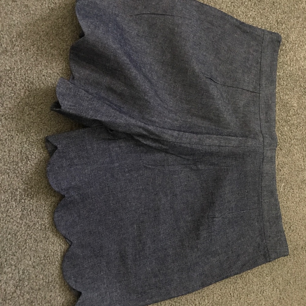 Kayce Hughes Dark Chambray Scalloped Shorts (6)